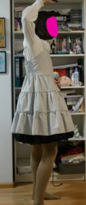 Its me wearing a white blouse and the done mpck-up JSK with a petticoat thats slightly too long so it peeks out under the JSK