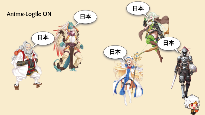 Hier wie Sprachen normalerweise nach Anime-Logik funktionieren. Es kann einfach jeder Japanisch.